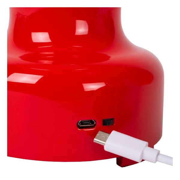 Lucide JASON - Rechargeable Table lamp - Battery pack - Ø 12 cm- LED 3 StepDim - 1x2W 3000K - Red - detail 4
